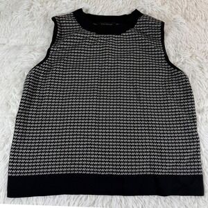 Ann Taylor Merino Wool Blend Houndstooth Sleeveless Top Women's Medium Chicโ